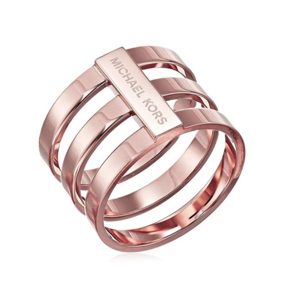 Rose Gold Michael Kors Tri Stack Open Bar Ring - Picture 8 of 8